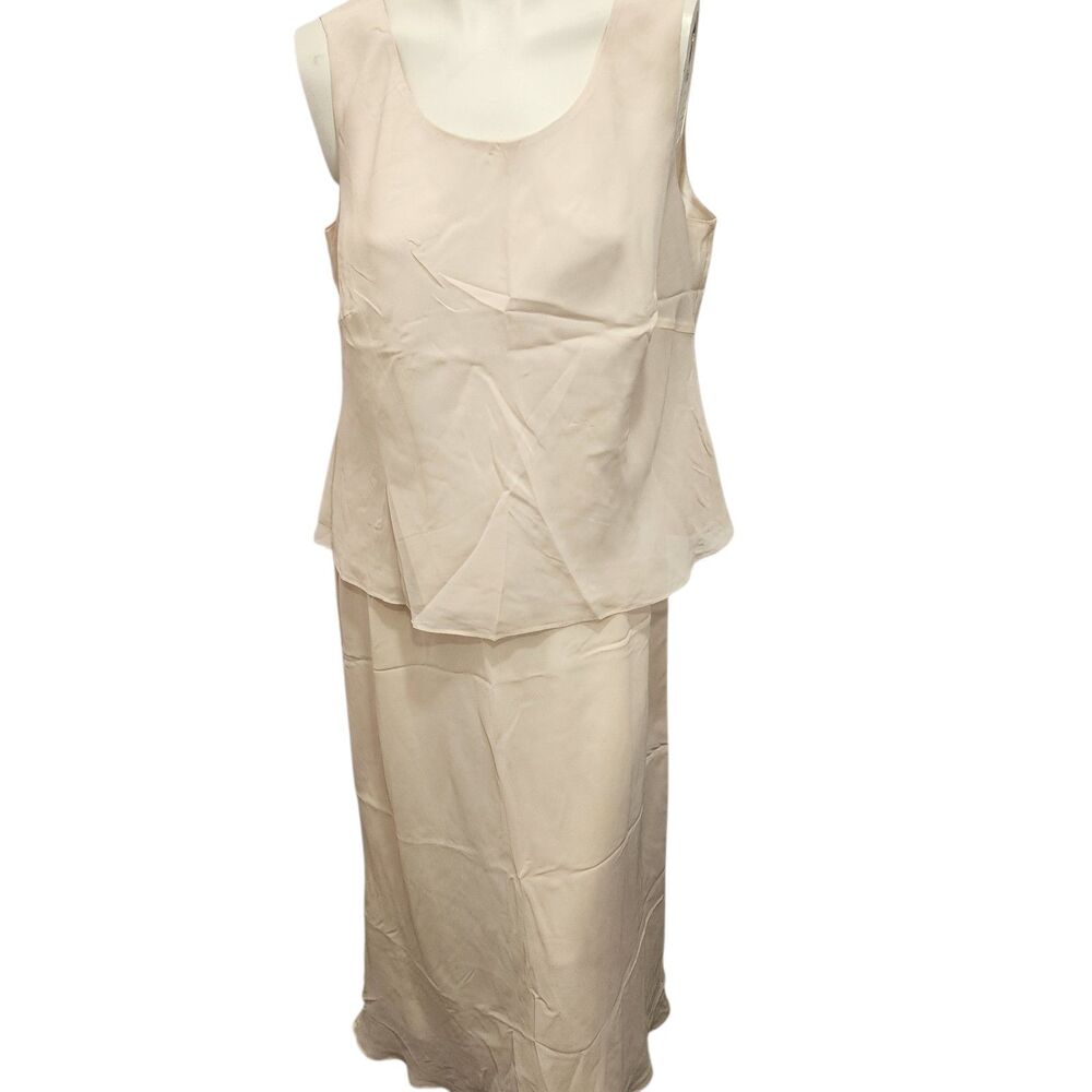 Adrianna Papell Silk 2 Pc Skirt Set 14W Champagne Formal Evening Outfit